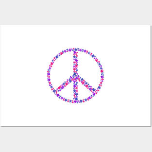 Floral Peace Sign - Discreet Bi Pride Posters and Art